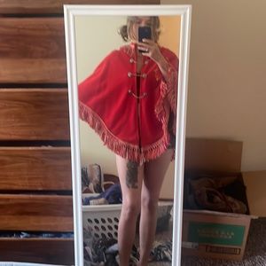 Magical red wool, zip up poncho!